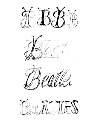 Bocetos para el primer logo de The Beatles